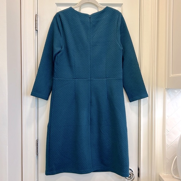 Boden Teal Blue Quilted Pattern Work Dress with  3 Quarter Sleeves sz.8R - Picture 9 of 13
